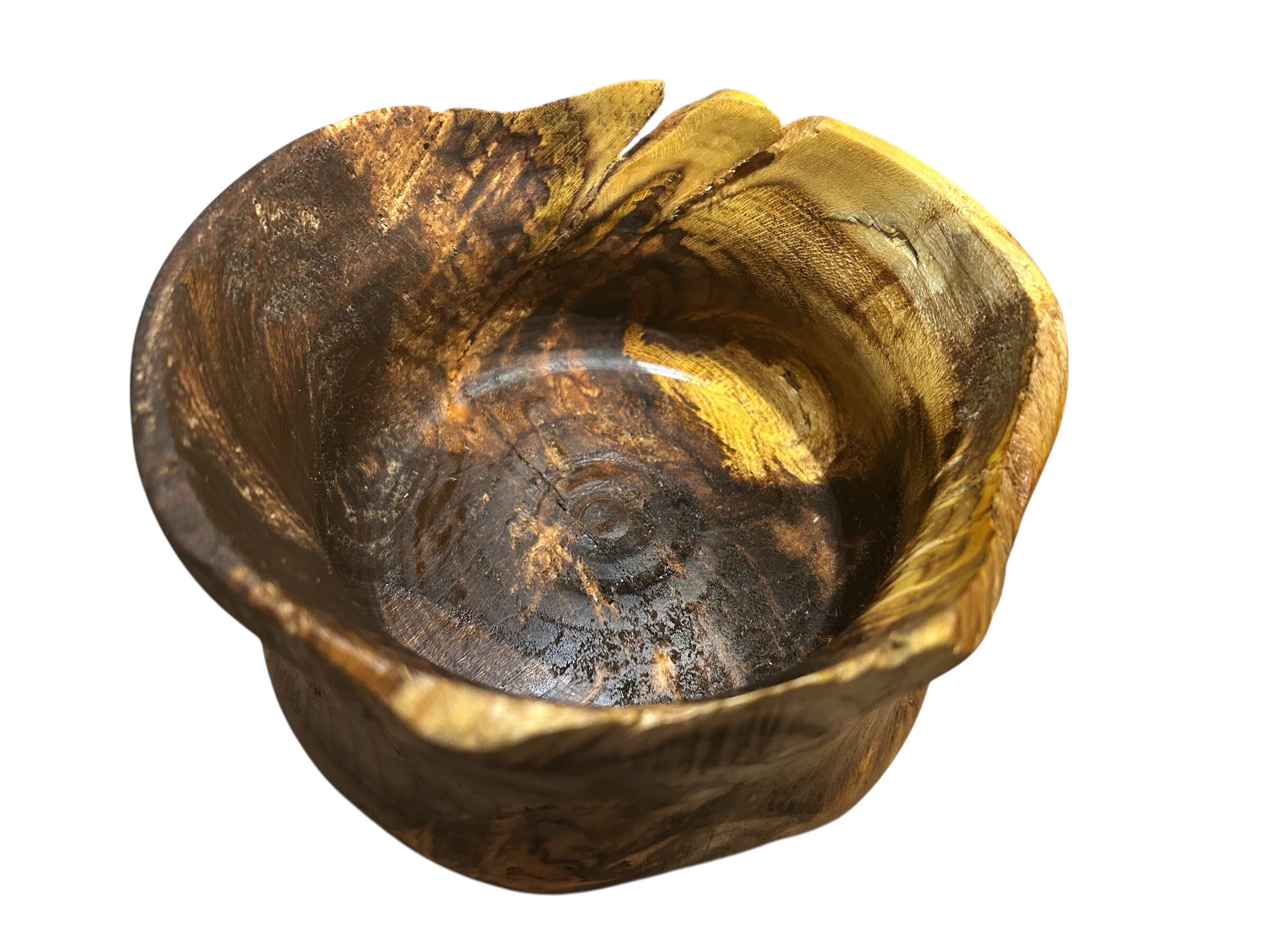 Handgedrechselte Schale aus gestockter Birke