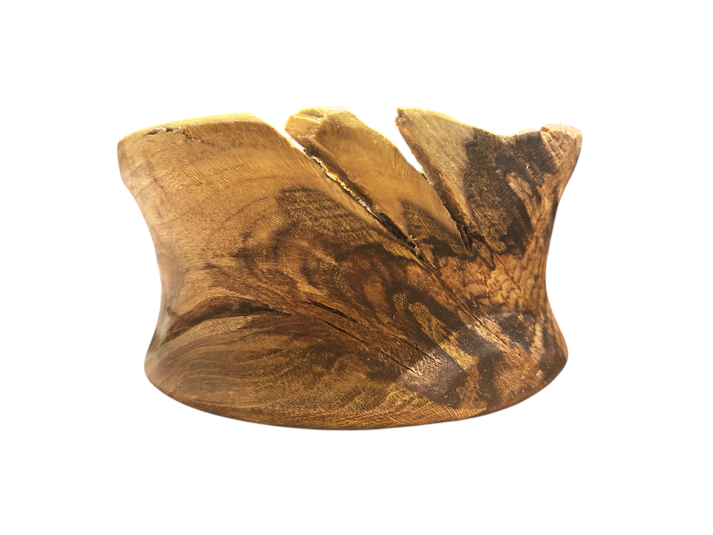 Handgedrechselte Schale aus gestockter Birke – Bild 3